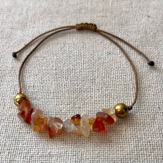 Carnelian & Hematite Cord Bracelet