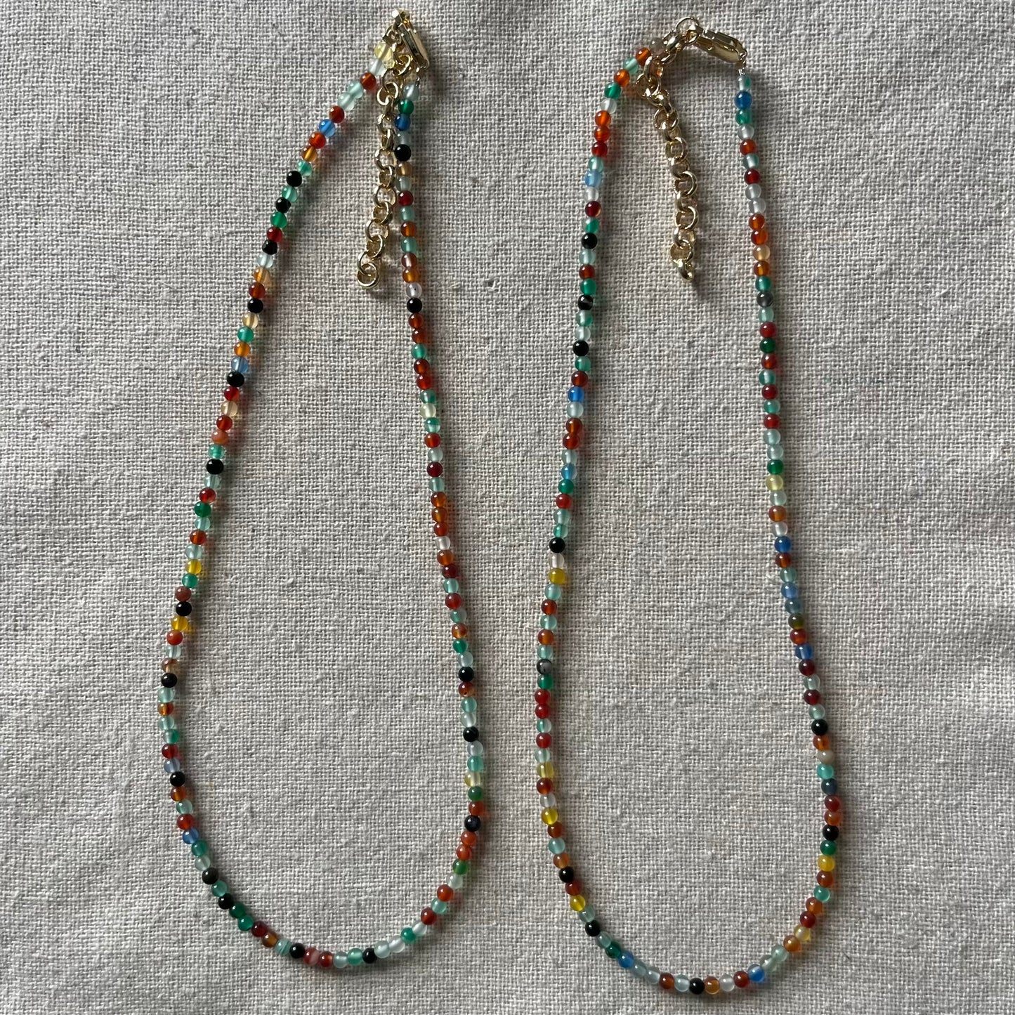 Coloured Agate 3mm Beaded Necklace - Creativity