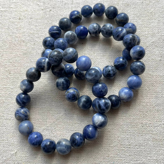 South African Sodalite 10mm Beaded Bracelet - Emotional Balance