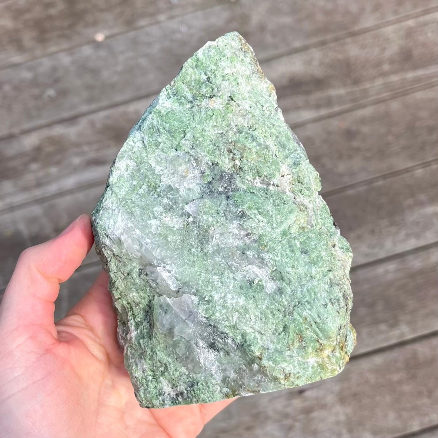 Green Aventurine & Quartz XL Raw Base-cut Crystal - Prosperity, Growth