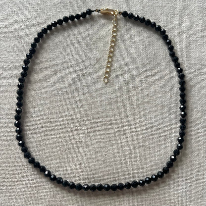 Black Tourmaline 4mm Facet Beaded Necklace - Purification