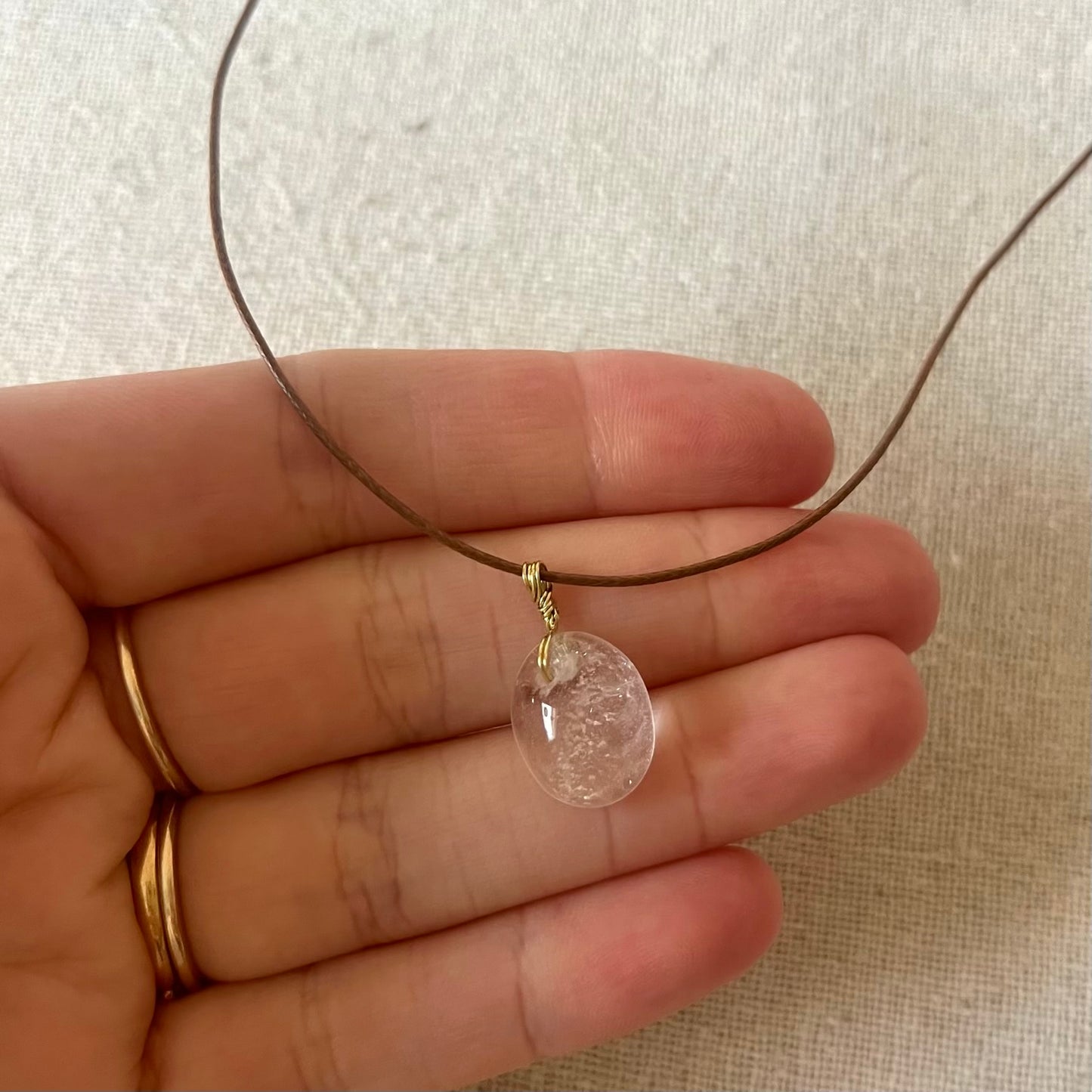 Clear Quartz Cabochon Pendant - ONE OF A KIND