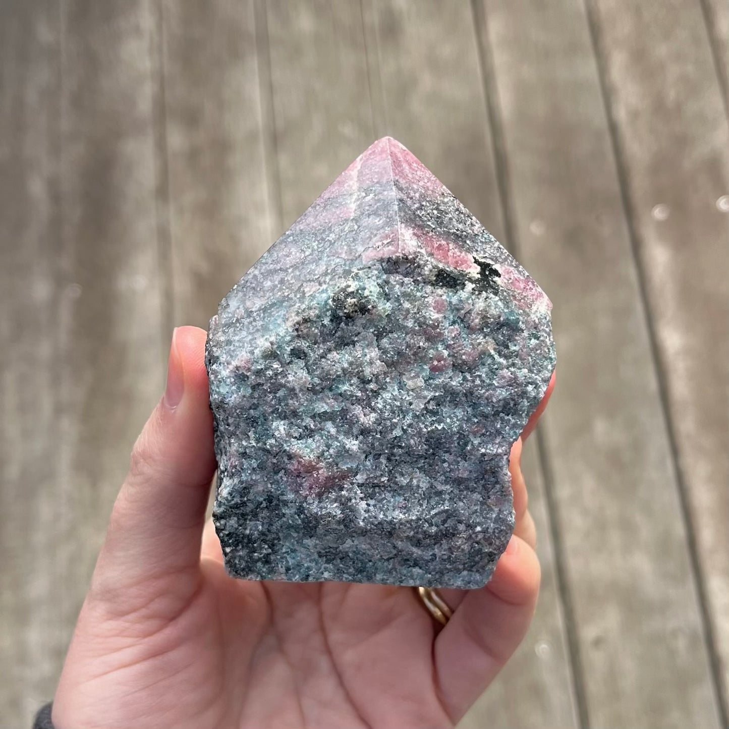 Black Vein Rhodonite Raw Point Crystal - Compassion, Love