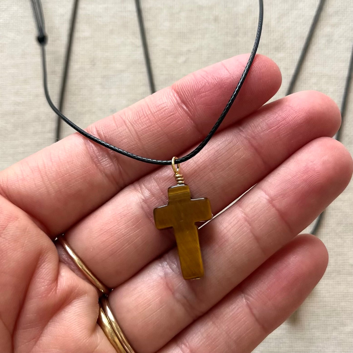 Faith & Protection Cross Pendant - Tiger Eye