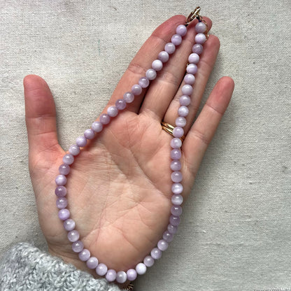 Kunzite 6mm Beaded Necklace - Emotional Healing