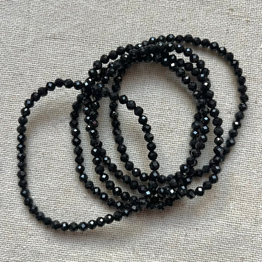 Black Tourmaline 4mm Facet Beaded Bracelet - Purification