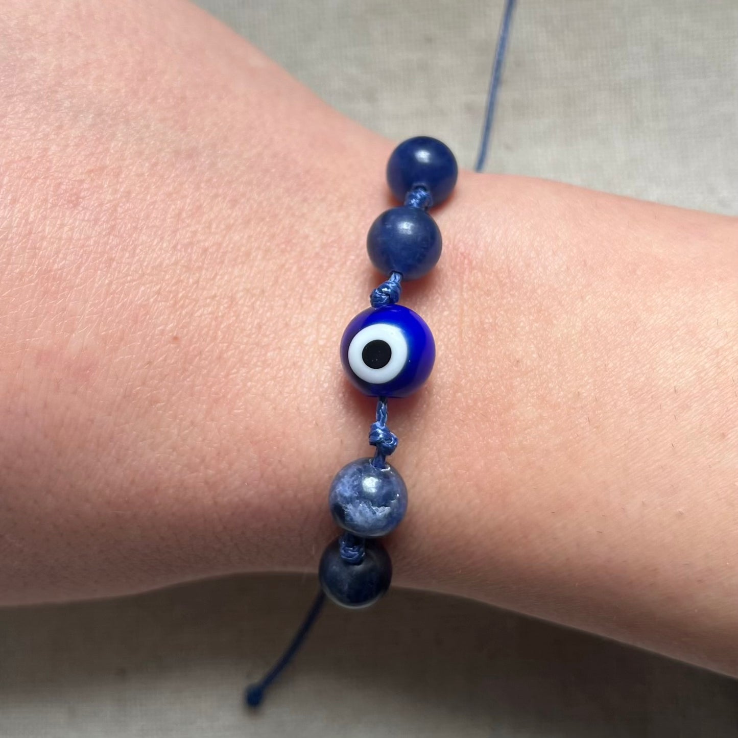 Protection Evil Eye Cord Bracelet - Sodalite