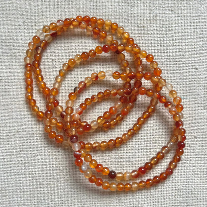 Carnelian 4mm Beaded Bracelet - Vitality