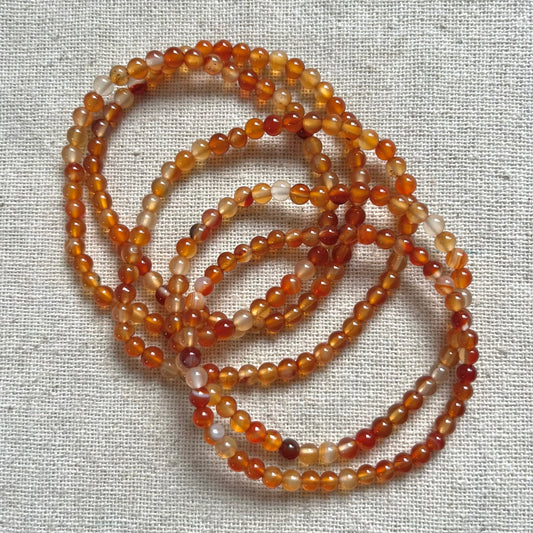 Carnelian 4mm Beaded Bracelet - Vitality