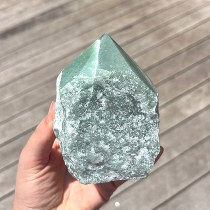 Green Aventurine Raw Point Crystal - Lucky, Positivity, Uplifting