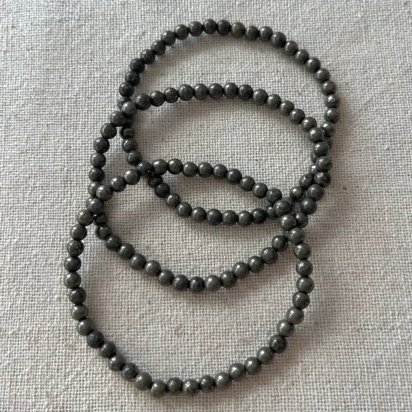 Pyrite 4mm Beaded Bracelet - Wealth