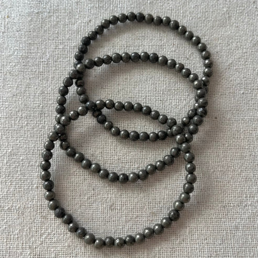 Pyrite 4mm Beaded Bracelet - Wealth