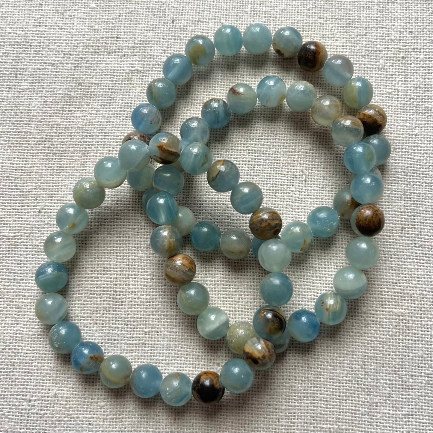 Lemurian Calcite 8mm Beaded Bracelet - Clarity