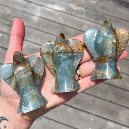 Blue Onyx Medium Angel Crystal - Calm, Peace, Grounding