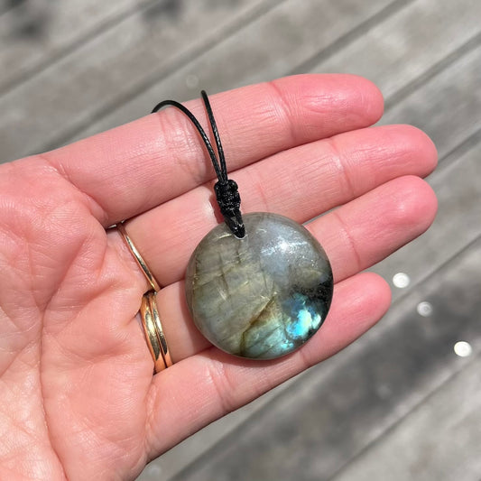 Labradorite Circle Pendant - ONE OF A KIND