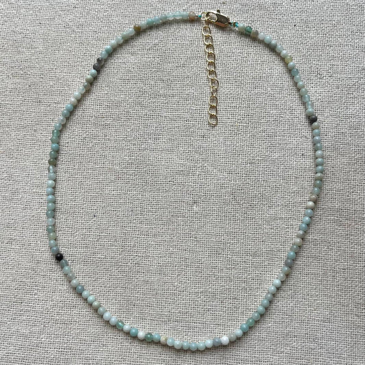 Amazonite 3mm Beaded Necklace - Peace