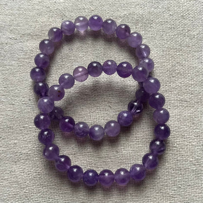 Amethyst 8mm Beaded Bracelet - Spiritual Protection