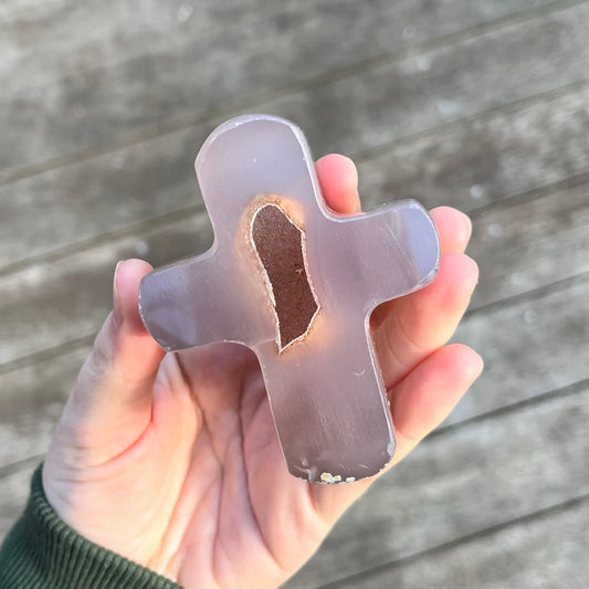 Agate Medium Cross Crystal - Grounding, Harmonising, Protective