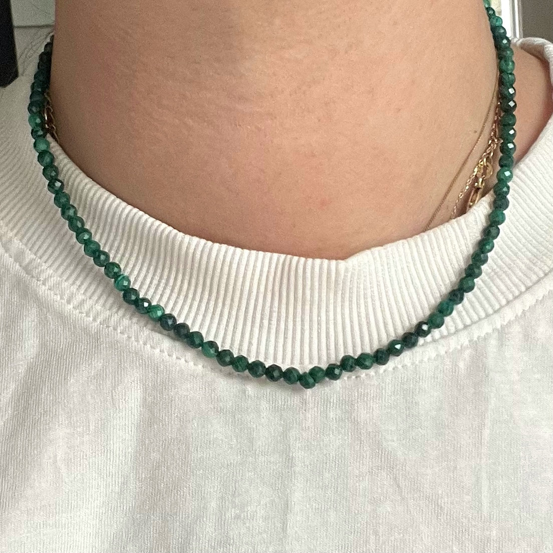 Malachite 4mm Facet Beaded Necklace - Transformation