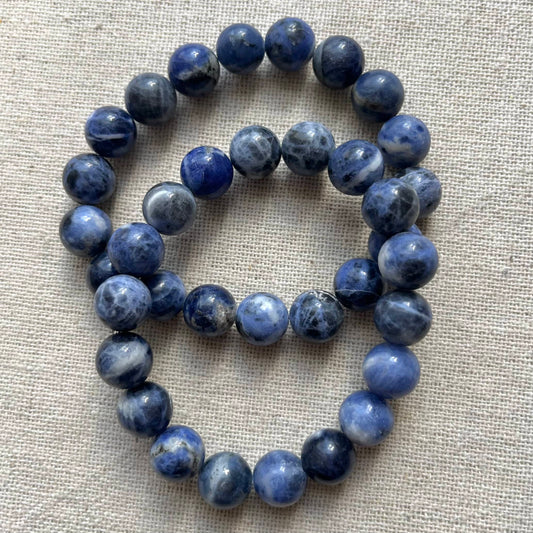 South African Sodalite 10mm Beaded Bracelet - Emotional Balance