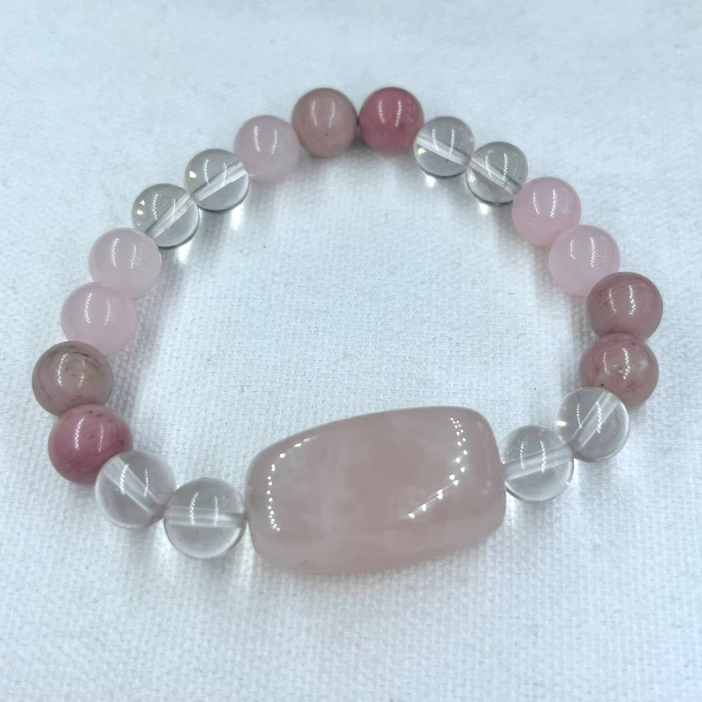 Divine Love Bracelet - Rose Quartz, Rhodochrosite & Clear Quartz