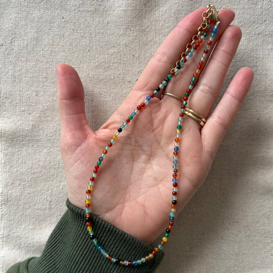 Coloured Agate 3mm Beaded Necklace - Creativity