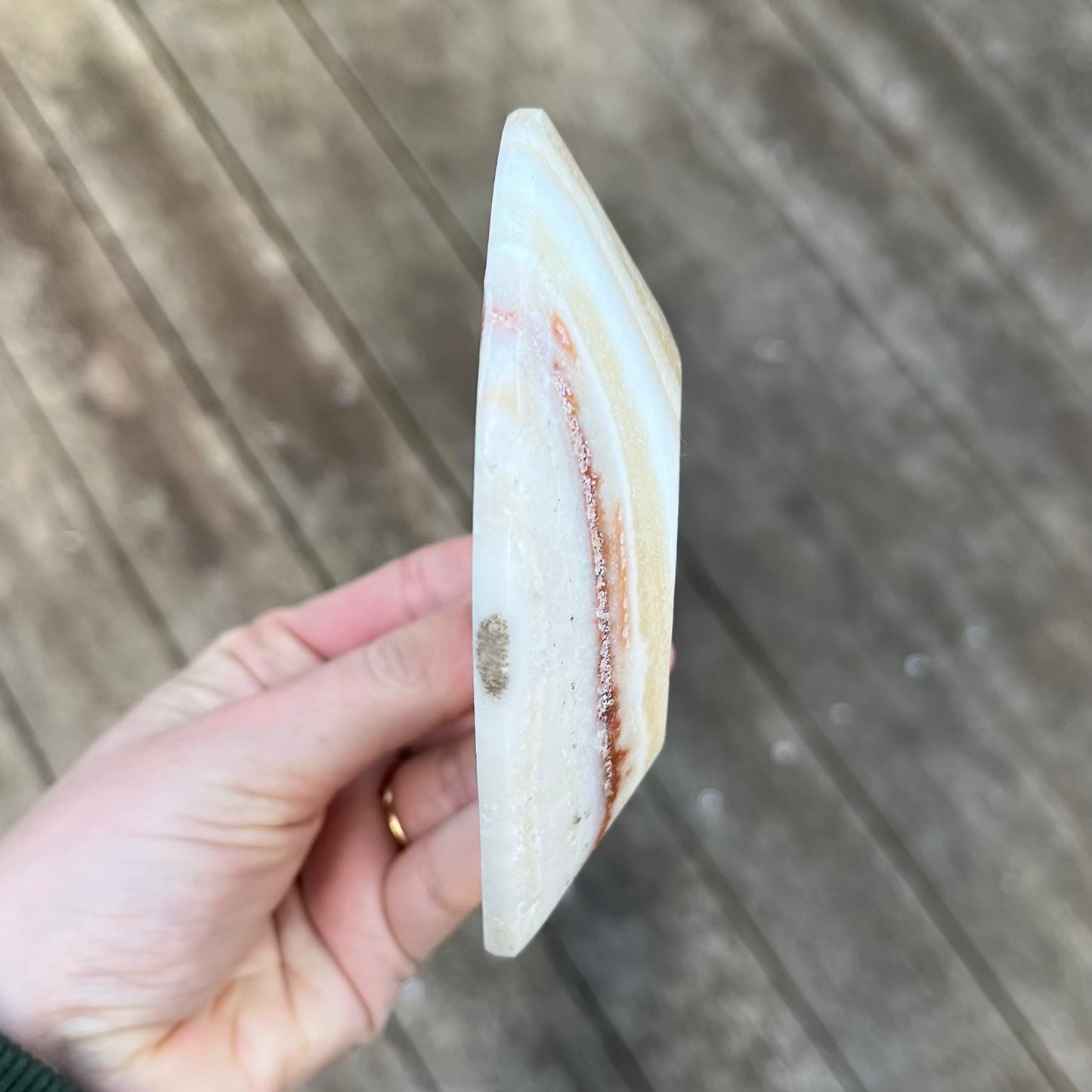 Banded Onyx Heart Crystal Bowl - Grounding, Strength