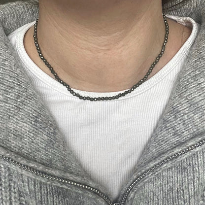 Pyrite 3mm Facet Beaded Necklace - Wealth