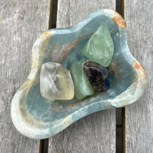Blue Onyx Medium Crystal Bowl - Calm, Peace, Grounding