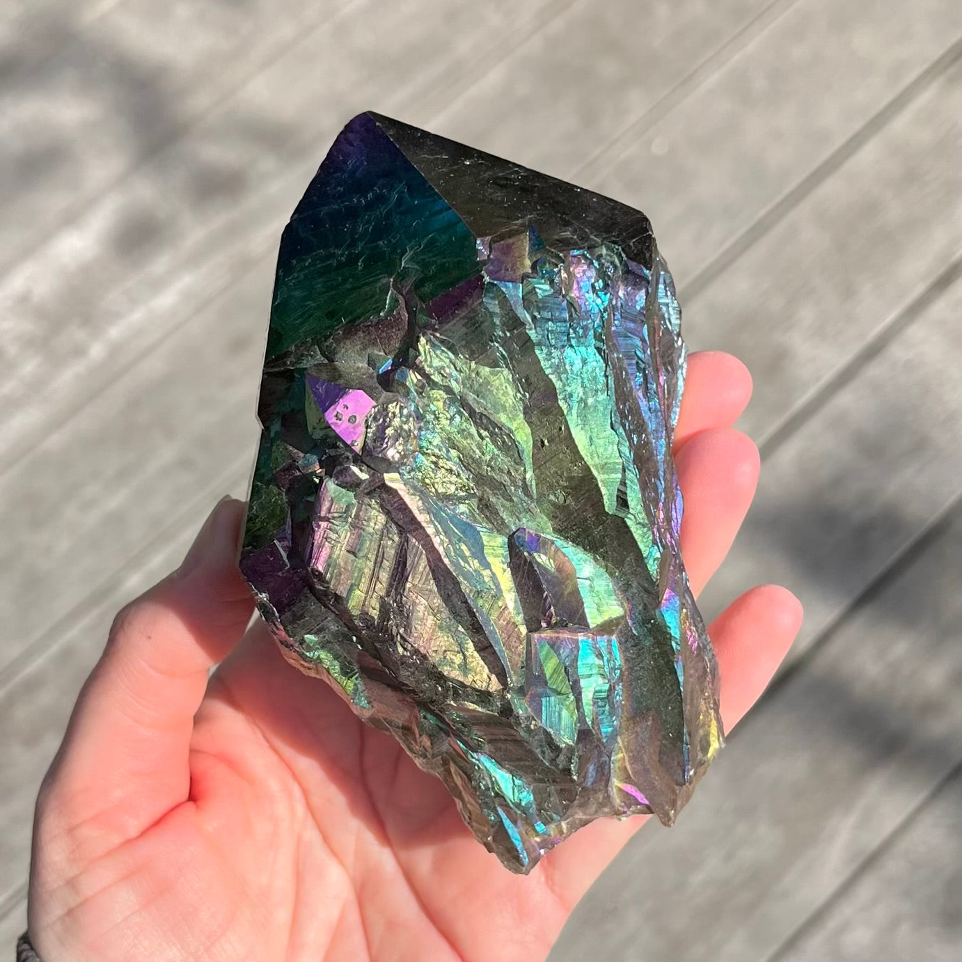 Titanium Aura Quartz Large Raw Crystal - Vitality, Confidence, Joy