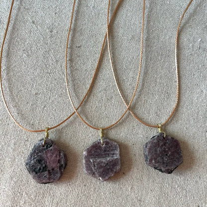 Ruby Hexagon Raw Pendant - Passion