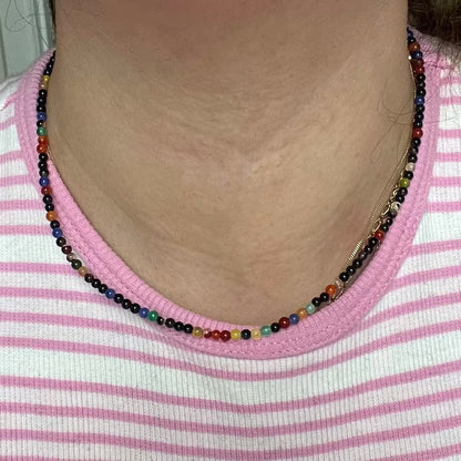 Coloured Agate 3mm Beaded Necklace - Stability