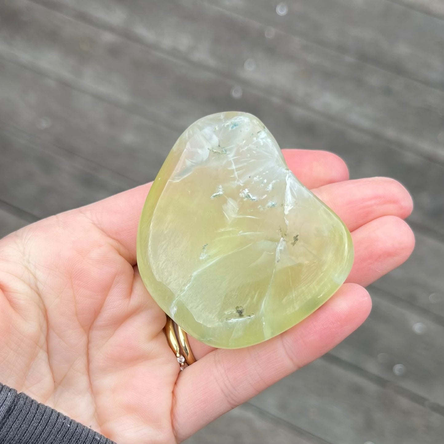 Prehnite Palm Stone Crystal - Protection, Emotional Healing