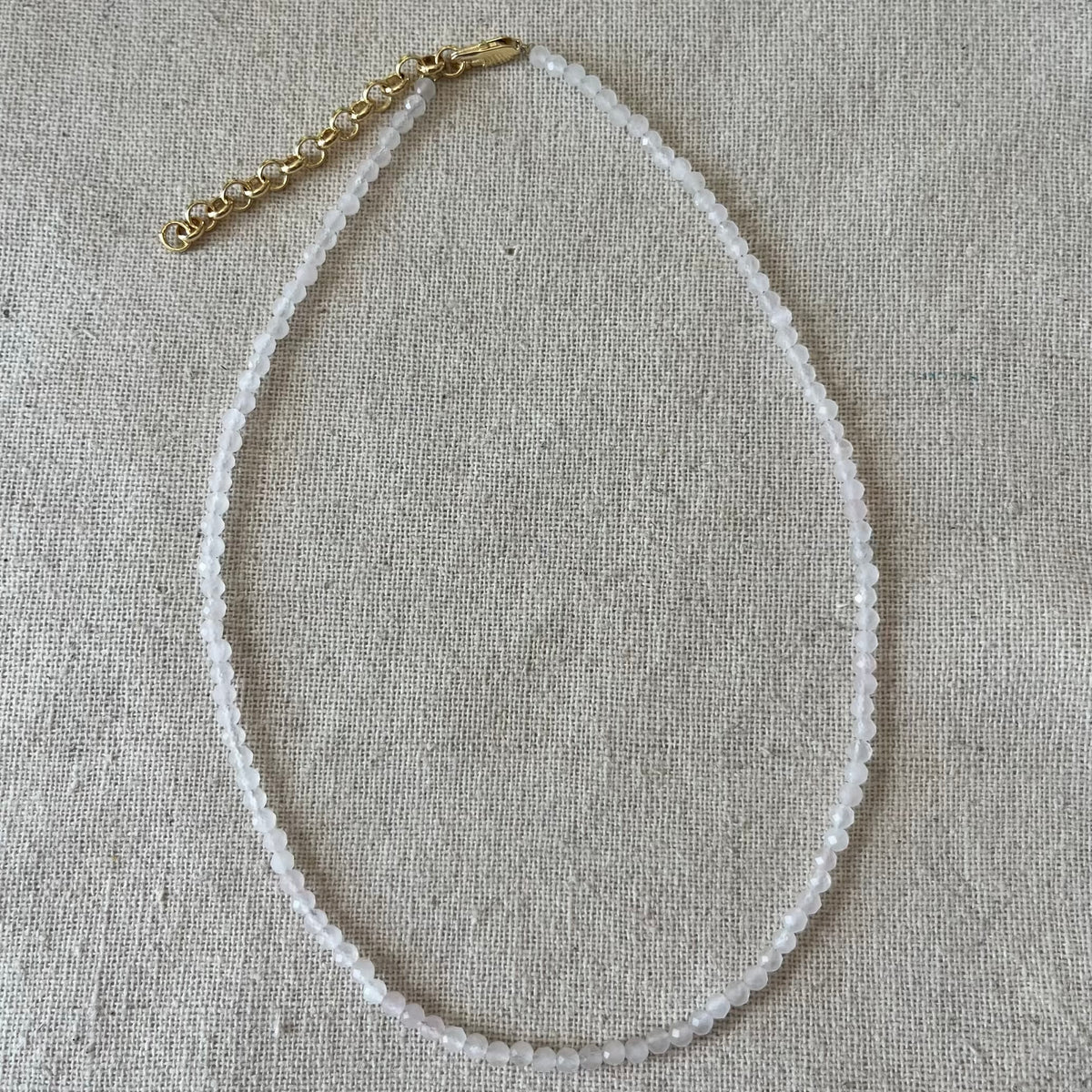 Clear Quartz 3mm Facet Beaded Necklace - Positivity