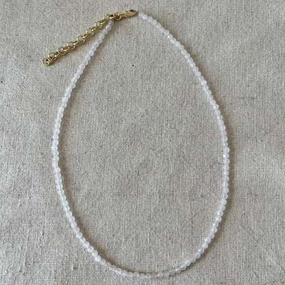 Clear Quartz 3mm Facet Beaded Necklace - Positivity
