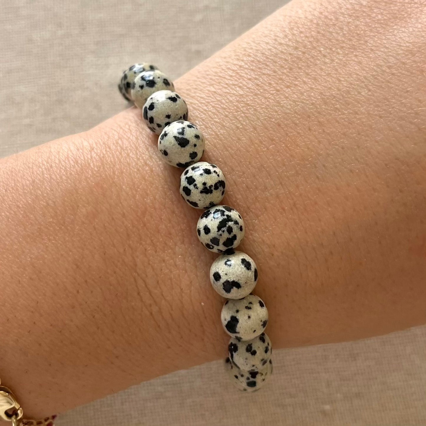 Dalmatian Jasper 8mm Beaded Bracelet - Playful