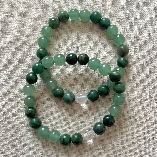Lucky Fortune Bracelet - Jade, Green Aventurine & Clear Quartz