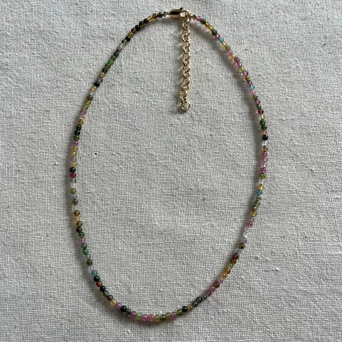 Rainbow Tourmaline 3mm Beaded Necklace - Alignment