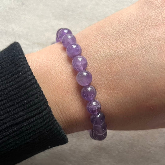Amethyst 8mm Beaded Bracelet - Spiritual Protection