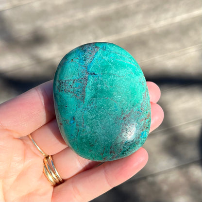 Malachite Chrysocolla Palm Stone Crystal - Positivity, Transformation