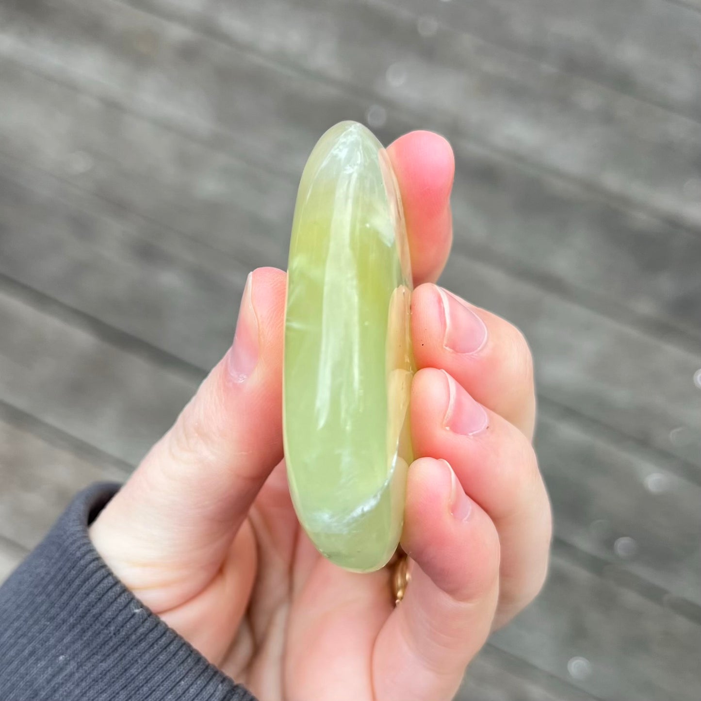 Prehnite Palm Stone Crystal - Protection, Emotional Healing