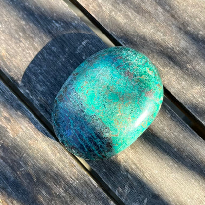 Malachite Chrysocolla Palm Stone Crystal - Positivity, Transformation