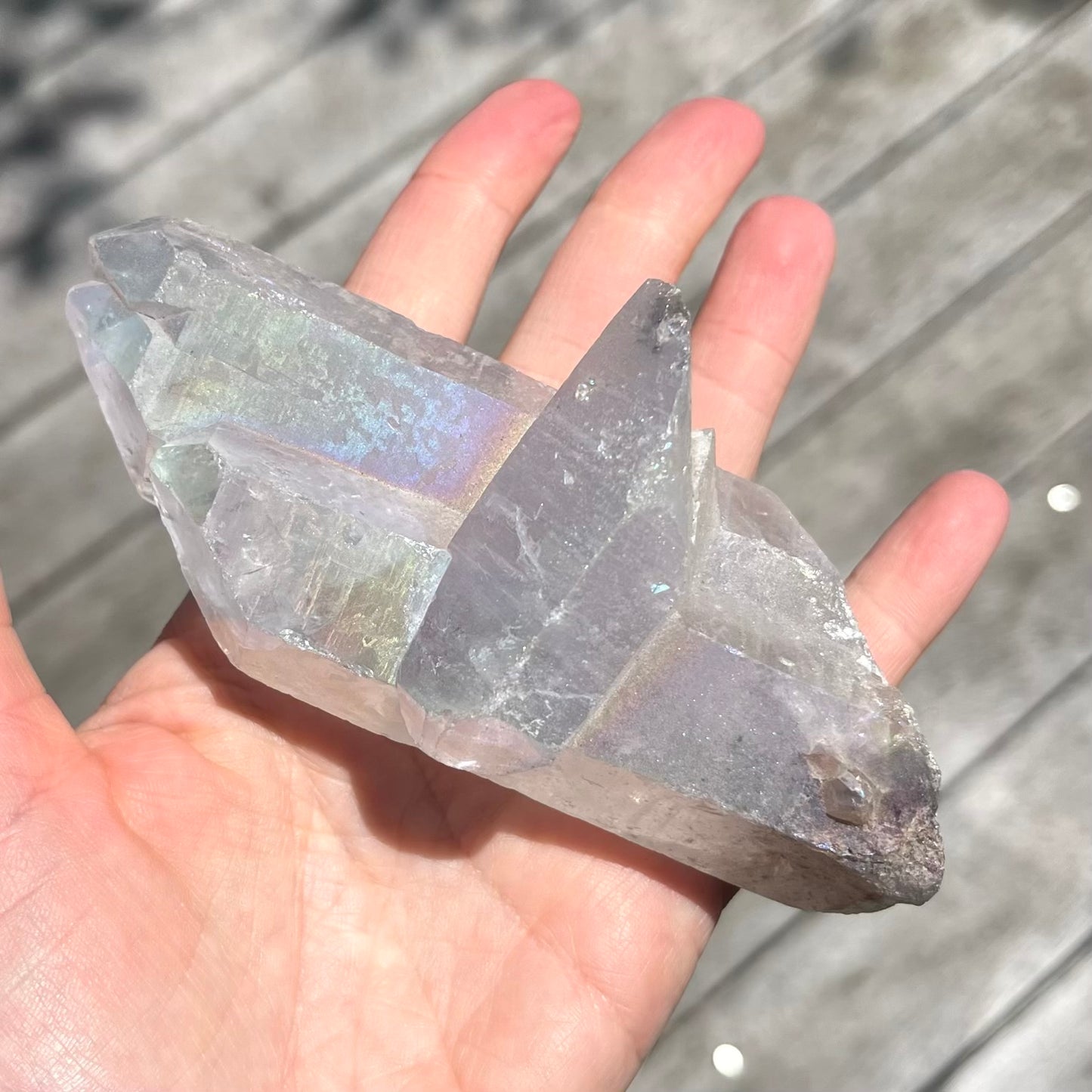 Angel Aura Quartz Medium Raw Point Crystal - Ethereal, Uplifting, High-Vibe
