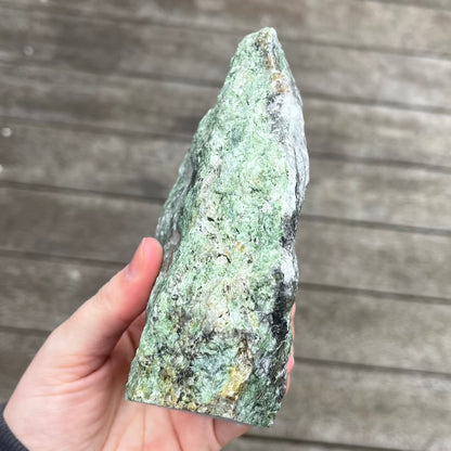 Green Aventurine & Quartz XL Raw Base-cut Crystal - Prosperity, Growth