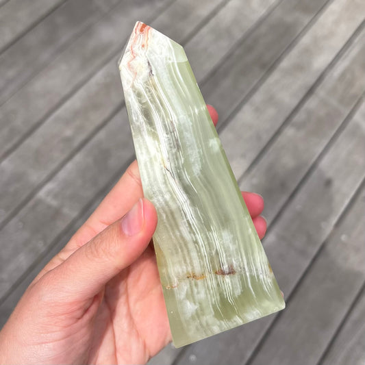 Green Onyx Large Tower Crystal - Heart Chakra, Confidence, Positivity