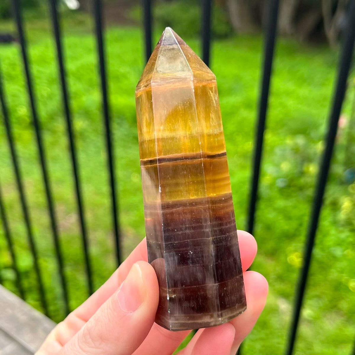 Golden Fluorite Medium Point Crystal - Clarity, Confidence, Focus
