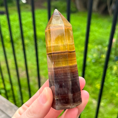 Golden Fluorite Medium Point Crystal - Clarity, Confidence, Focus