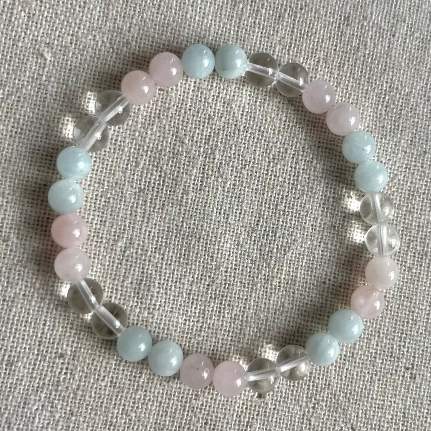 Celestial Heart Bracelet - Aquamarine, Rose Quartz, Clear Quartz