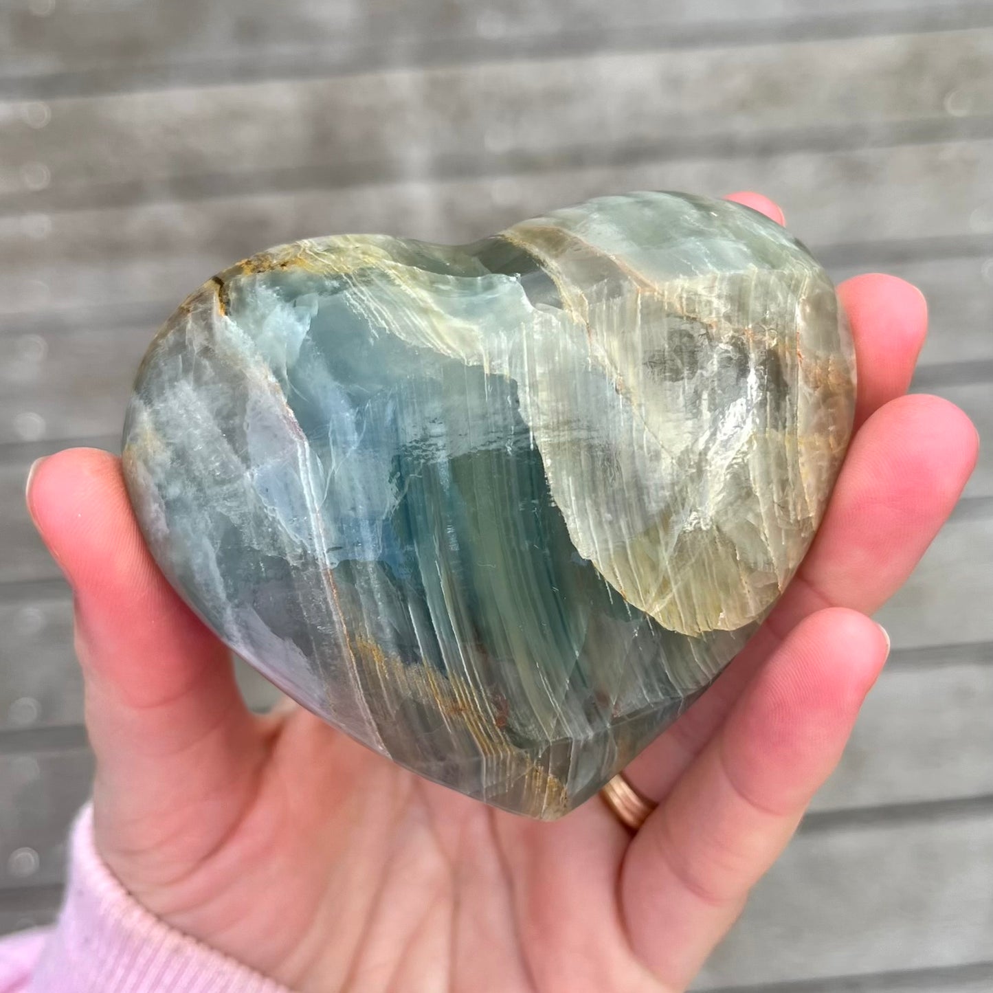 Blue Onyx Medium Heart Crystal - Calm, Peace, Grounding