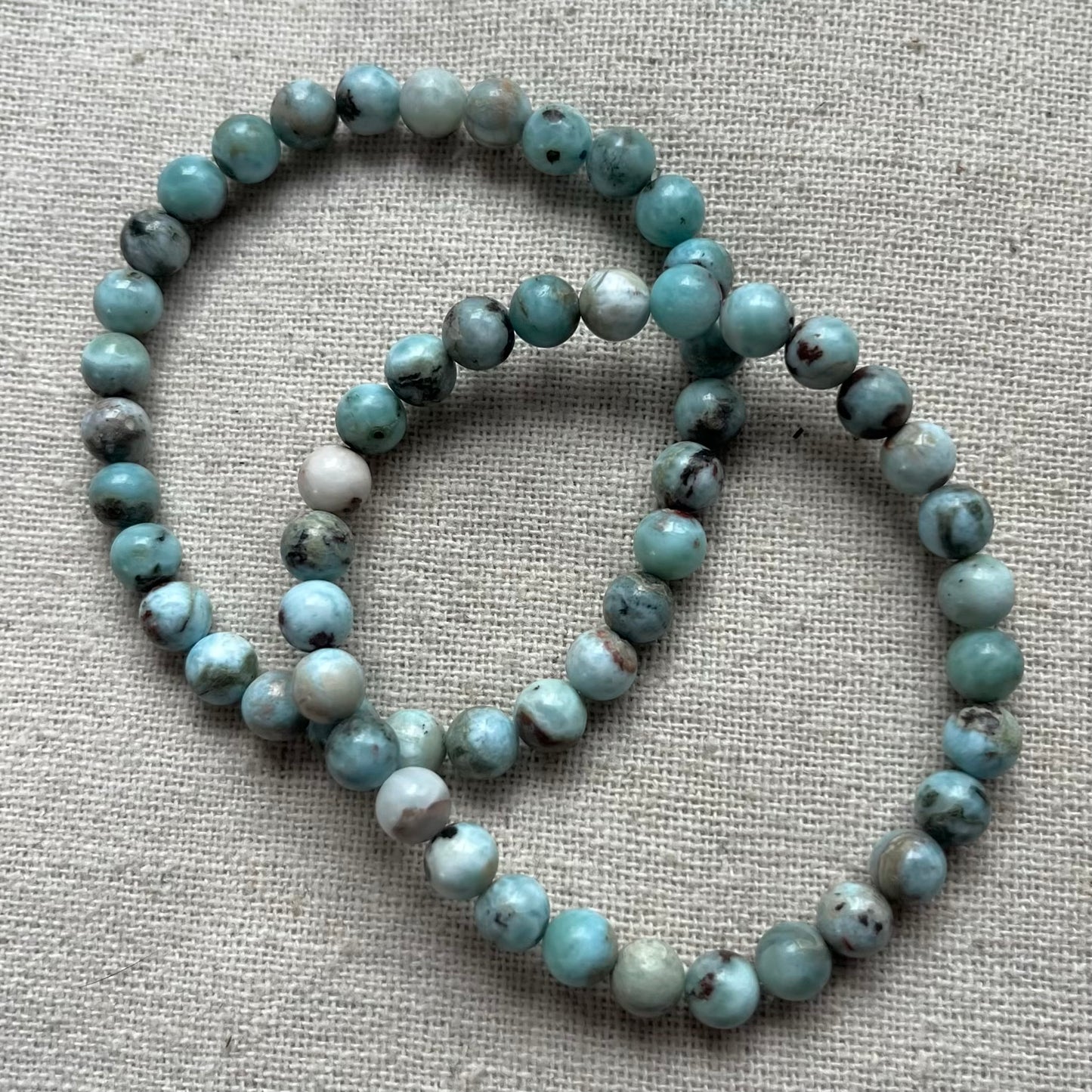 Dominican Larimar 6mm Beaded Bracelet - Tranquility